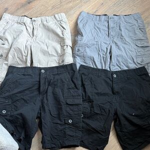 Men's Casual Cargo Shorts lot - Black, Gray, Tan